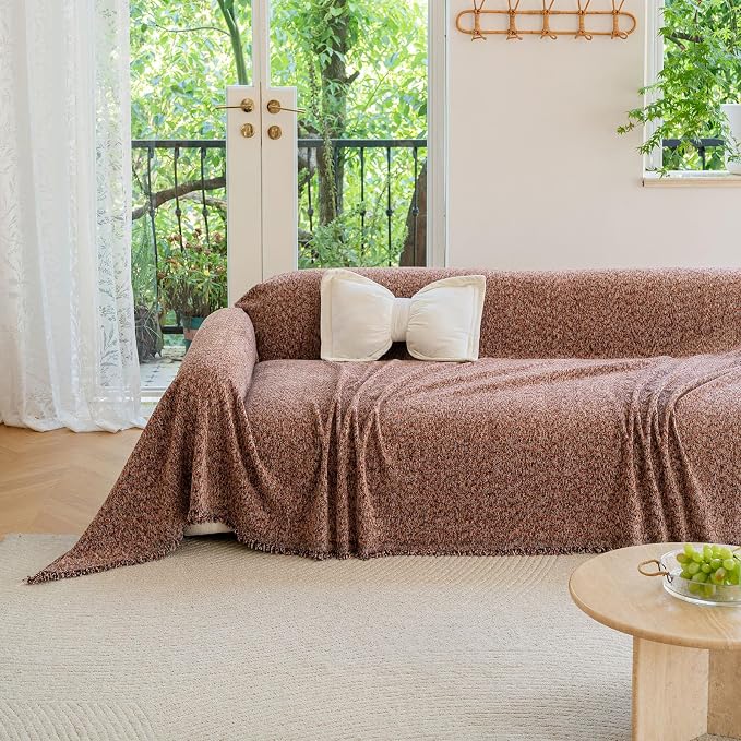 ROOMLIFE Pink Couch Covers for 3 Cushion Couch Sofa, Chenille Sofa Couch - Image 9