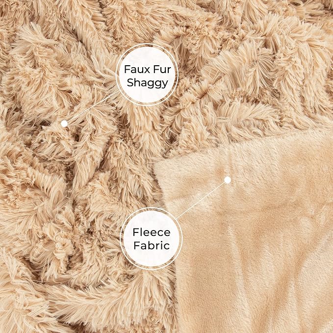 Tuddrom Decorative Extra Soft Faux Fur Blanket Queen Size 80" x 90", Solid - Image 6