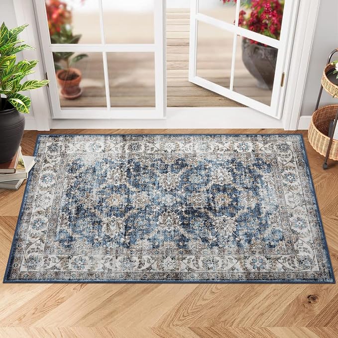 GarveeHome Vintage Rug 2x3 Floral Print Area Rug by GarveeHome