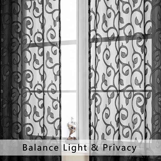 OWENIE Furman Sheer Curtains 63 inch Length - Image 3