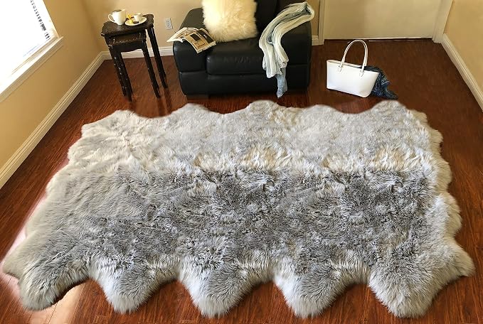 Free Shape Luxury Soft Fluffy Shag Area Rug Decto 10 Pelts 6'x10', 180x300cm by LAMBZYRUGS