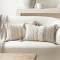 BlissBlush Decorative Lumbar Throw Pillow Covers 12x20 Combo Set of 2 Gray by BlissBlush