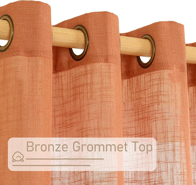 LAMIT Burnt Orange 78 inch Linen Curtains - Image 4