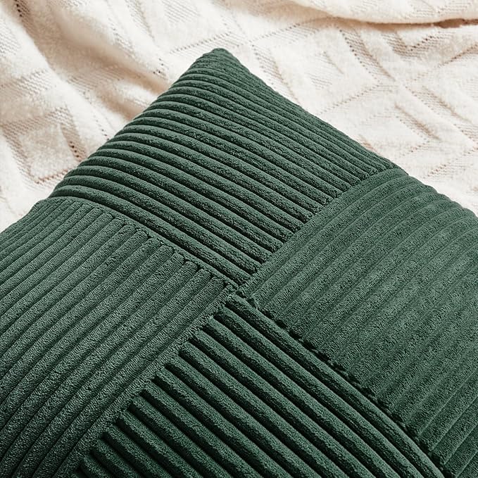 Fancy Homi Set of 2 Dark Green Decorative Throw Pillow Covers 26x26 Inch - Image 3
