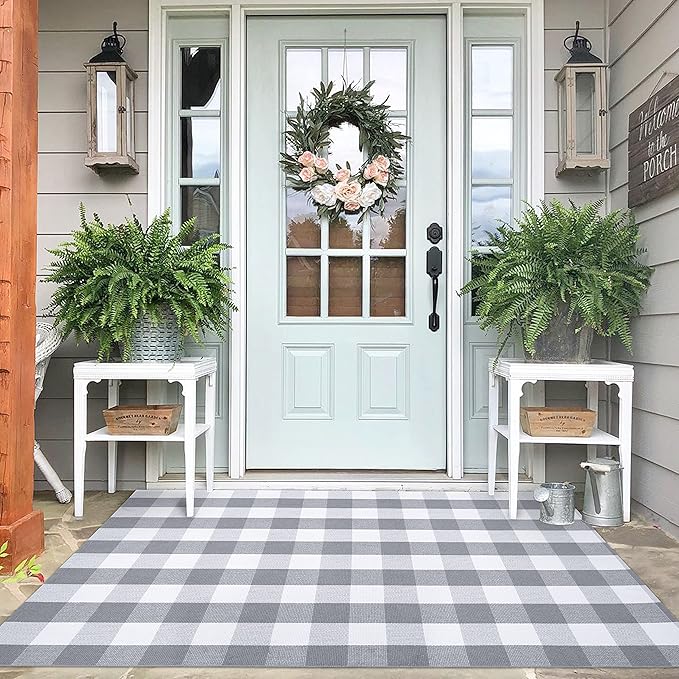 IOHOUZE Buffalo Plaid Checkered Rug 4x6 Ft Front Door Mats, Washable Area Rugs by iOhouze