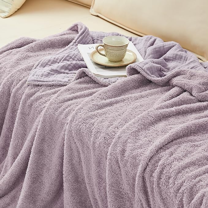 EMME Muslin and Fleece Throw Blanket Reversible - Image 5