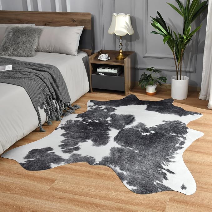 Easycozy Faux Cowhide Cow Print Rug: 3 x 4 Western Decor Faux Cowhide, - Image 3