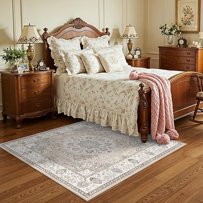 Washable 5x5 Square Area Rugs: Indoor Non-Slip Entryway Kitchen Rugs Oriental by HYHAOYUNLAI