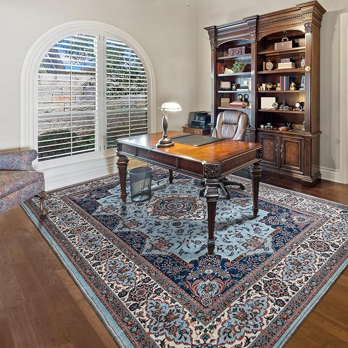 Area Rug for Living Room, 5x7Ft Machine Washable Blue Rugs for Bedroom - Image 5