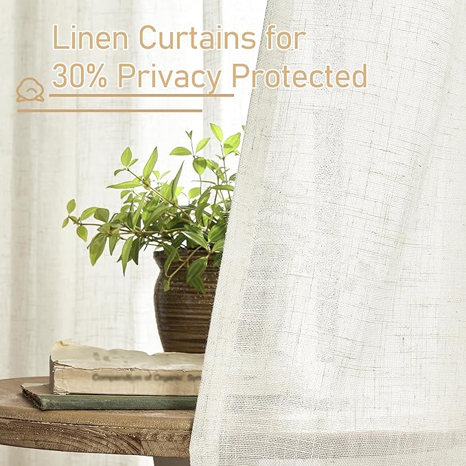 LAMIT Cream Linen Curtains 63 Inch - Image 5