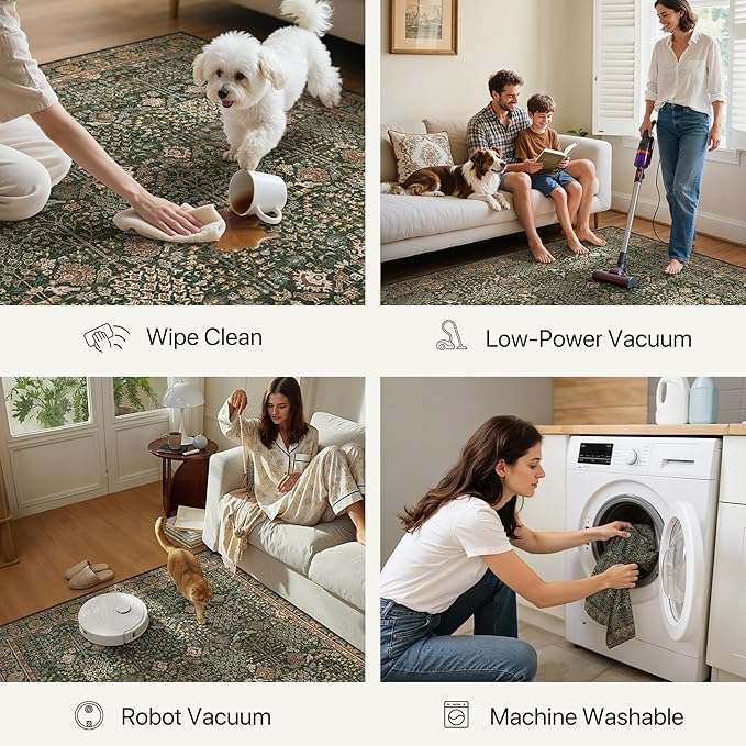 Bavni Washable Rug Runners for Hallways-Vintage Runner Rug 2'6''x10 Low Pile - Image 2