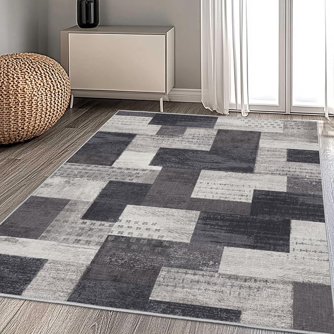 Modern Geometric Patchwork Indoor Area Rug - Image 6