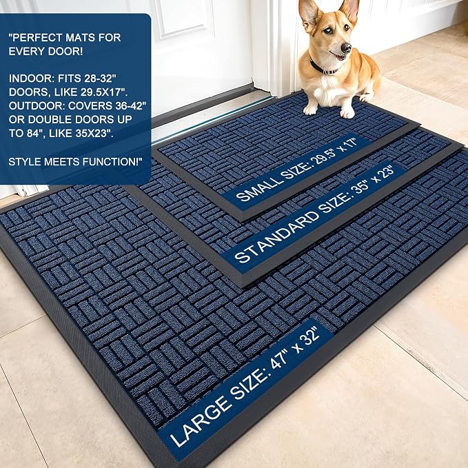 OLANLY Front Door Mat Outside Entrance 59x34, Heavy Duty Sturdy Natural Rubber - Image 2