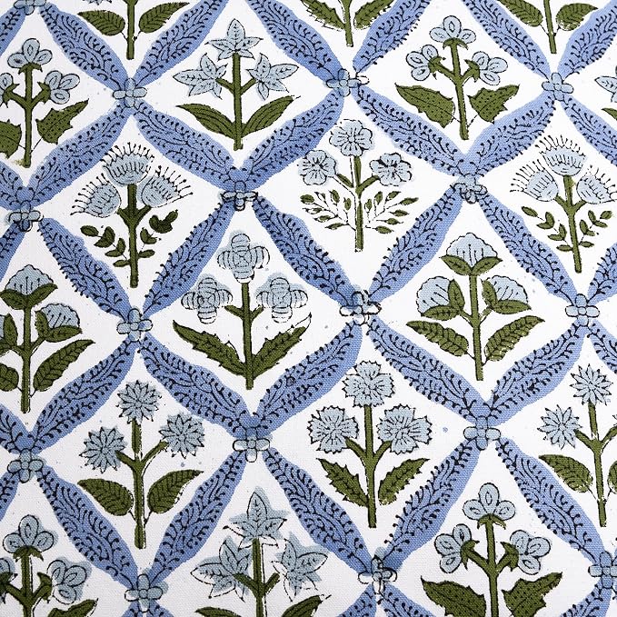 Ridhi Block Print Light Steel Blue Pillow Cover 20" x 20" Decorative Couch - Image 9