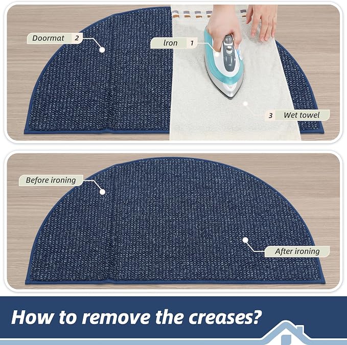 BEQHAUSE Dirt Trapper Door Mat 32" x 48" Half Circle Non-Slip Washable Doormats - Image 9