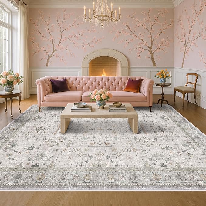 Hazo Haus Boho Light Grey Living Room Rug 10x14 - Image 6