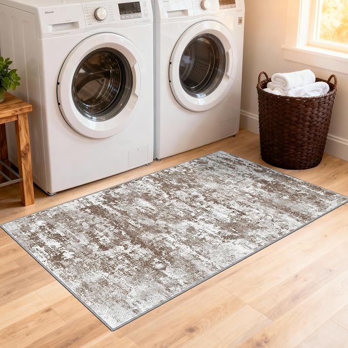 Runners for Hallways Ultra Non-Slip 2x4 Washable Kitchen Rug Abstract Tear and - Image 2