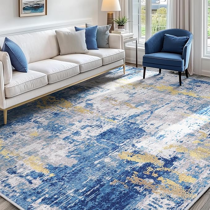 Washable Area Rugs 6'x8' Non-Slip Modern Abstract Soft by RELEANY
