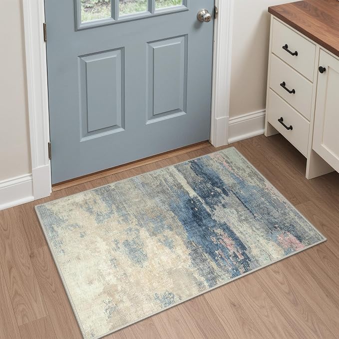 GENIMO 2X3 Washable Modern Doormat, Non-Slip Low Pile Chenille Area Rug by GENIMO