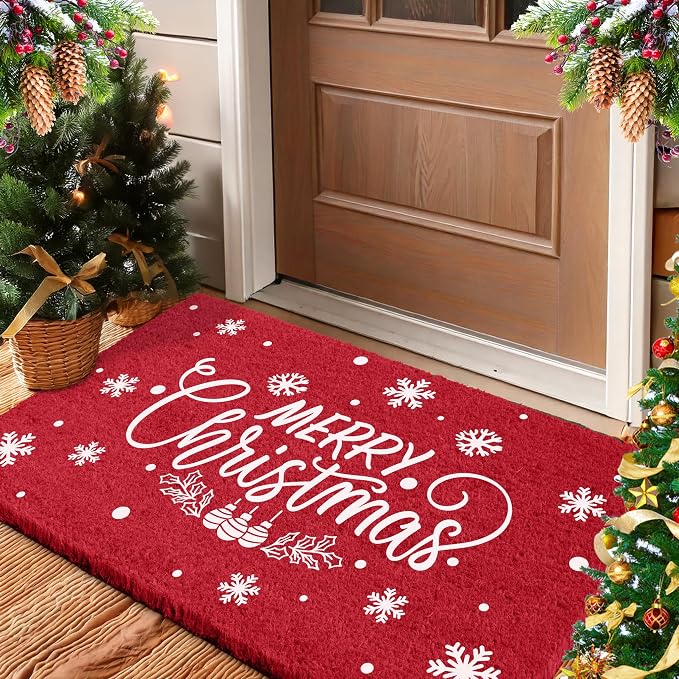 LuxUrux Extra Large Merry Christmas Welcome Mat Outdoor Coco Coir Doormat - Image 2