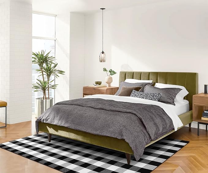 IOHOUZE Buffalo Plaid Rug 5x7 Ft Indoor Outdoor Rug, Washable Rugs - Image 4