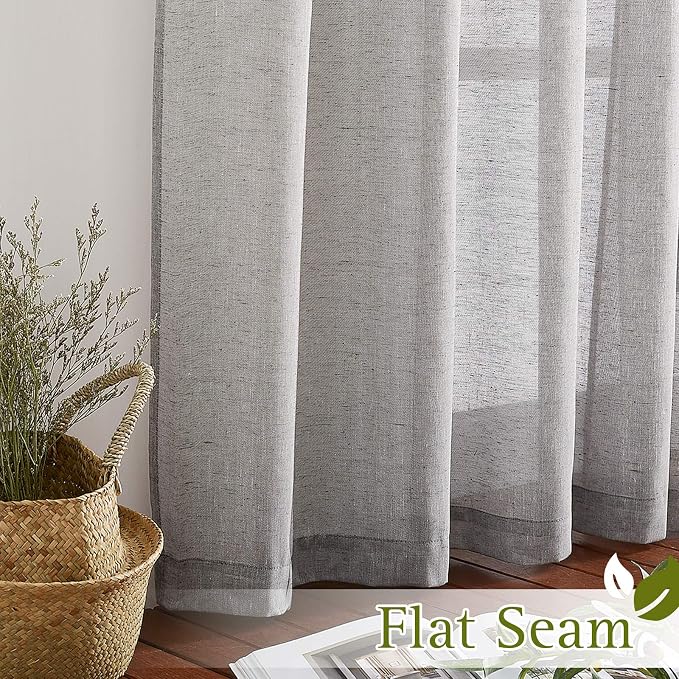 NICETOWN Charcoal Grey Living Room Curtains 84 inch Long, Grommet Linen Blend - Image 6