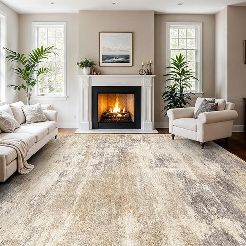 10x12 Washable Area Rug for Bedroom: Modern Low-Pile Texture Carpets - Image 2