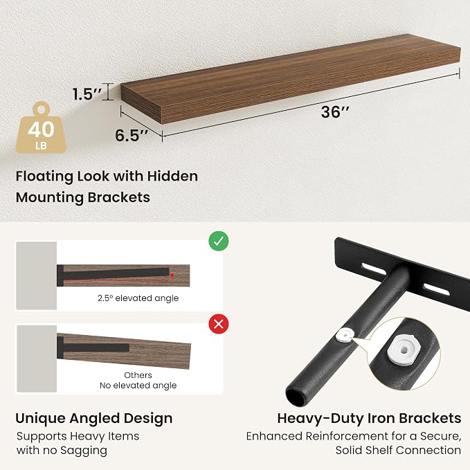 Fun Memories Rustic Wood Floating Shelves - Image 3