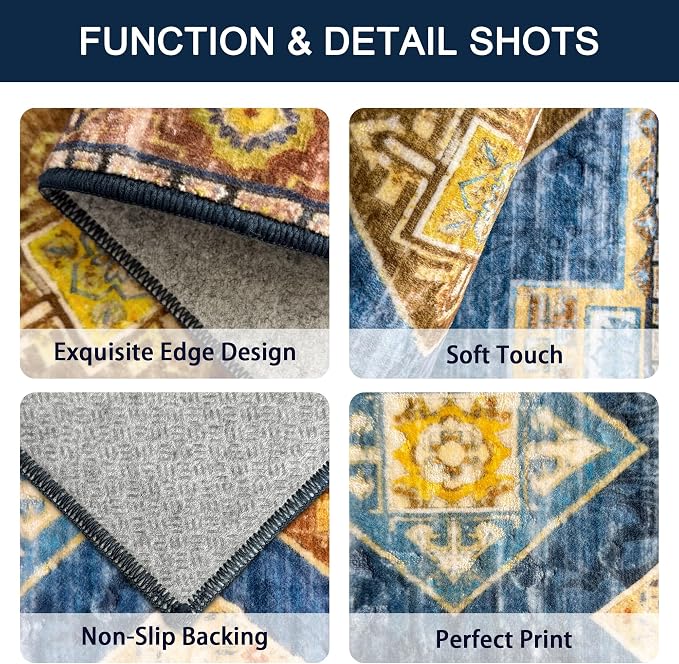 Tritard Non Slip Kitchen Rugs Sets of 3 Washable Boho Kitchen Mats - Image 4