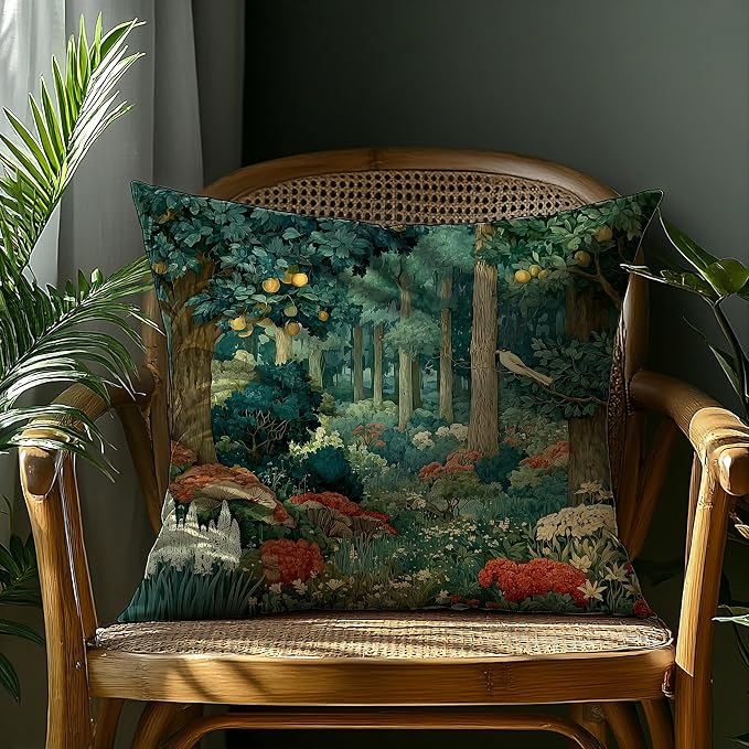 Rustic Forest Green Pillow Covers 18x18 Double-Sided, Cottagecore Summer Lemon - Image 4
