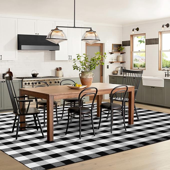 IOHOUZE Buffalo Plaid Checkered Rug 8x10 Ft Front Door Mats, Washable Area Rugs - Image 2