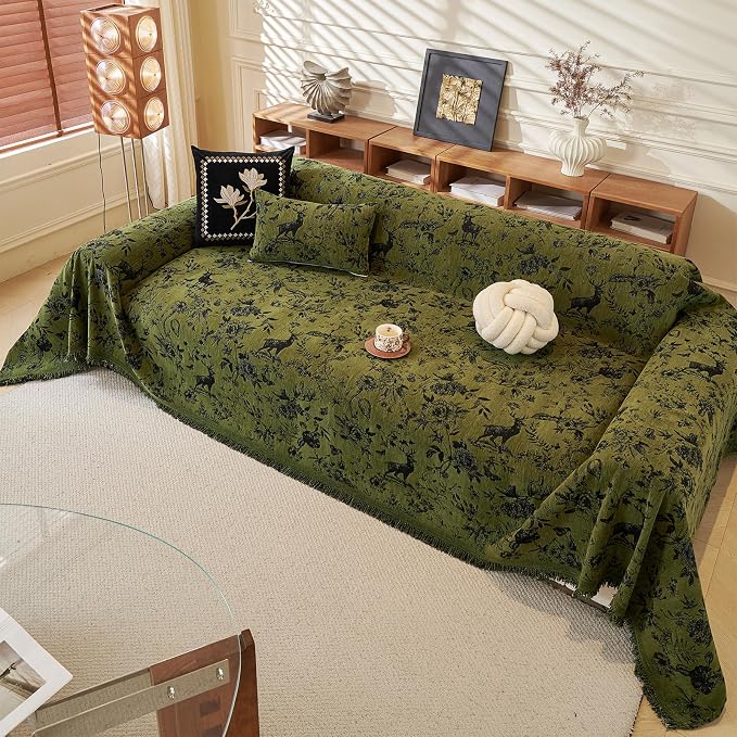 ROOMLIFE Green Sofa Cover, Vintage Boho Couch Cover by ROOMLIFE