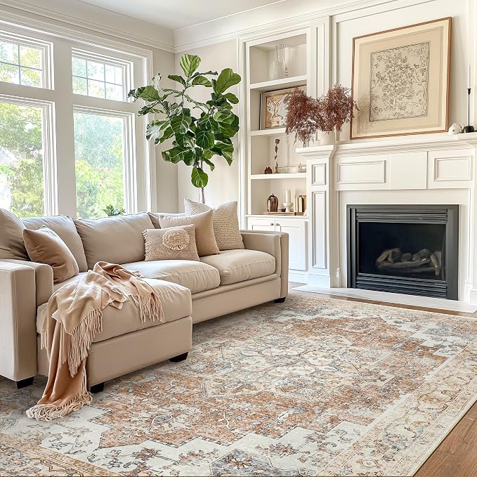 GENIMO 8x10 Area Rugs for Living Room, Machine Washable Non Slip Rugs, Low Pile - Image 2