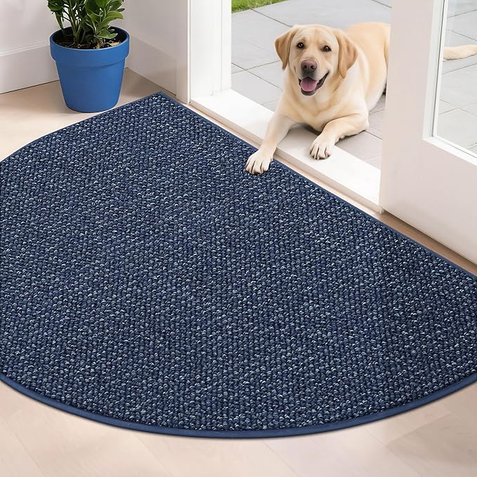 BEQHAUSE Dirt Trapper Door Mat 32" x 48" Half Circle Non-Slip Washable Doormats by BEQHAUSE