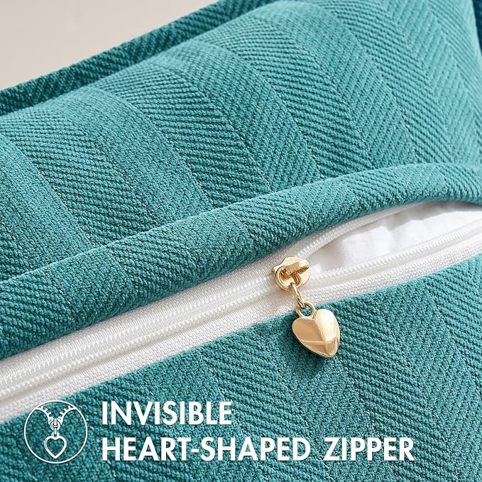 MIULEE Pack of 2 Teal Decorative Pillow Covers 18x18 Inch Soft Chenille - Image 3