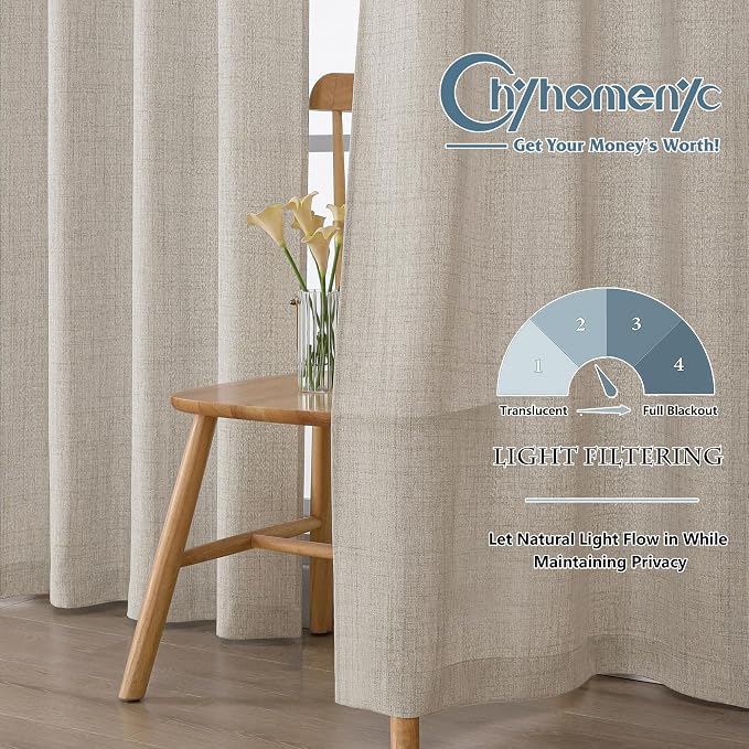 Chyhomenyc Valance for Windows, Light Filtering Faux Linen Slub Textured Small - Image 2