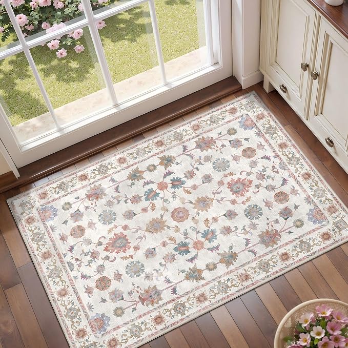 Tangsoo 2x3 Small Throw Rugs for Entryway Washable Entry Rug Non Slip, Vintage by Tangsoo