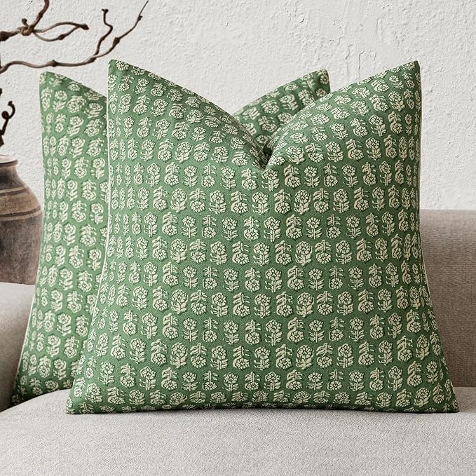 Foindtower Set of 2 Decorative Neutral Floral Print Throw Pillow Covers Vintage by Foindtower