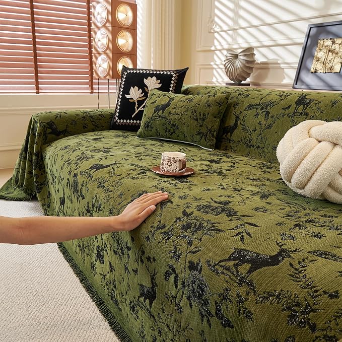 ROOMLIFE Green Sofa Cover, Vintage Boho Couch Cover - Image 9
