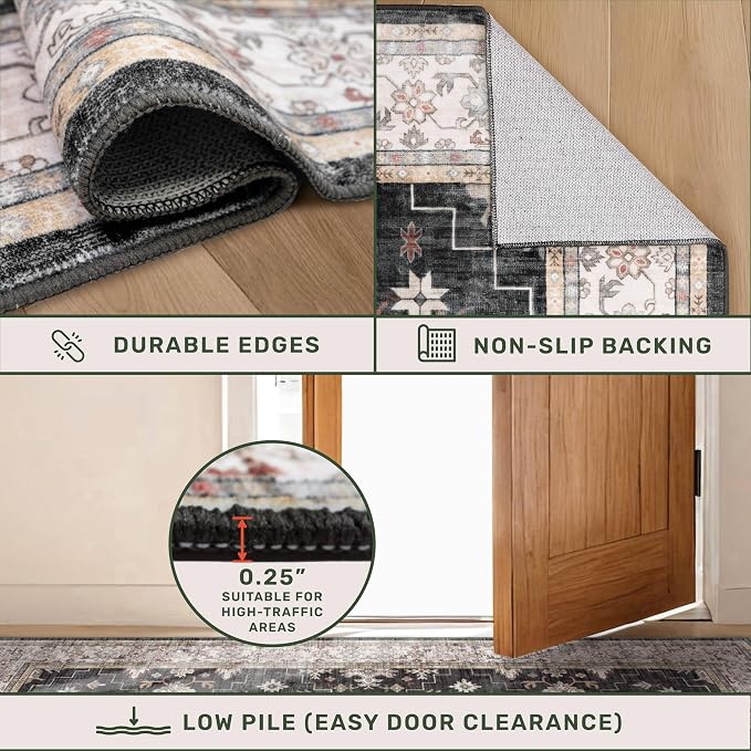 Hazo Haus Black Boho Washable 3x16 Extra Long Runner Rug - Image 5