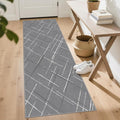 Modern Line Washable Runner Rug 2x6, Woven Non-Shedding Thin Runners by TTelephant