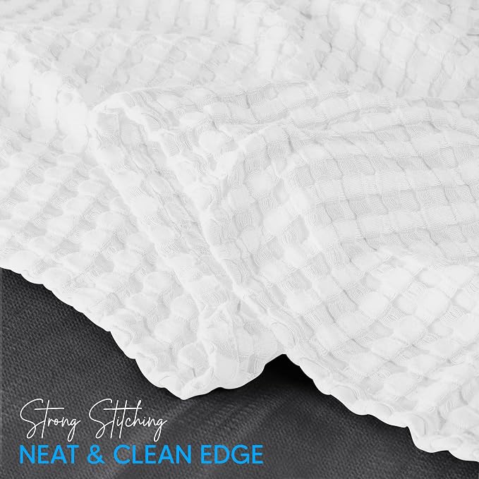 Utopia Bedding White 100% Cotton Waffle Blanket 300 GSM Soft Lightweight - Image 3