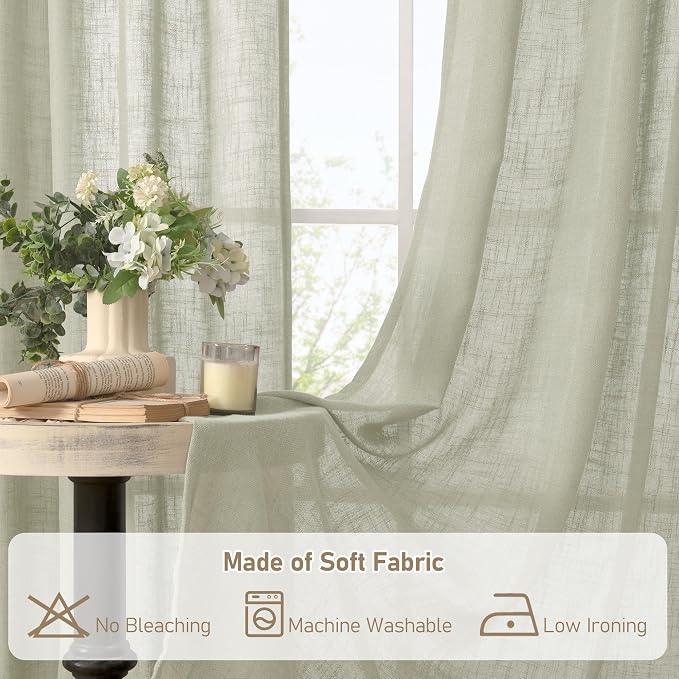 LAMIT Linen Curtains 63 inch Length 2 Panels - Image 9