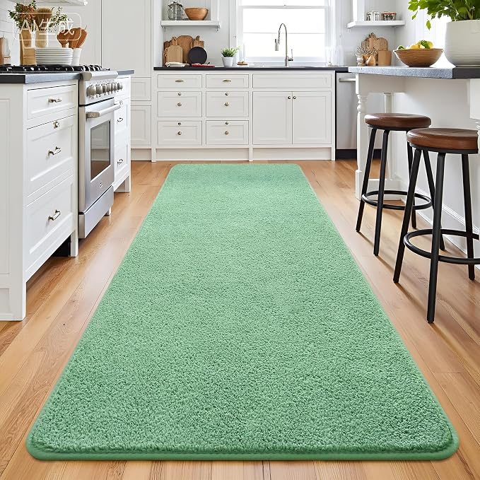 Keeko 2x6 Sage Green Area Rugs for Bedroom, Soft Modern Living Room Rug Indoor by Keeko