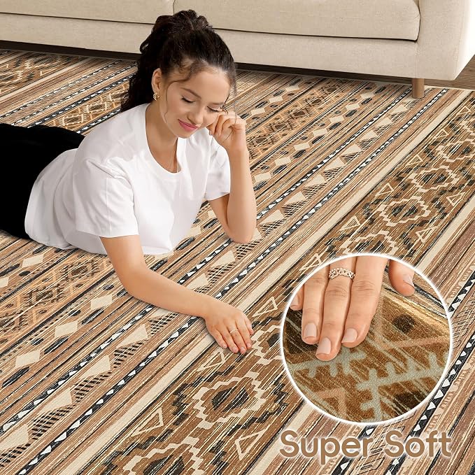 cotiled 7x9 Area Rug Living Room: Washable Boho Rugs - Image 4