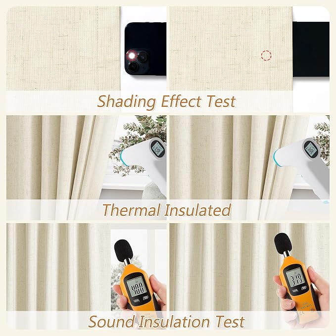 Guken 100% Blackout Curtains 96 Inch Length 2 Panels Set - Image 5