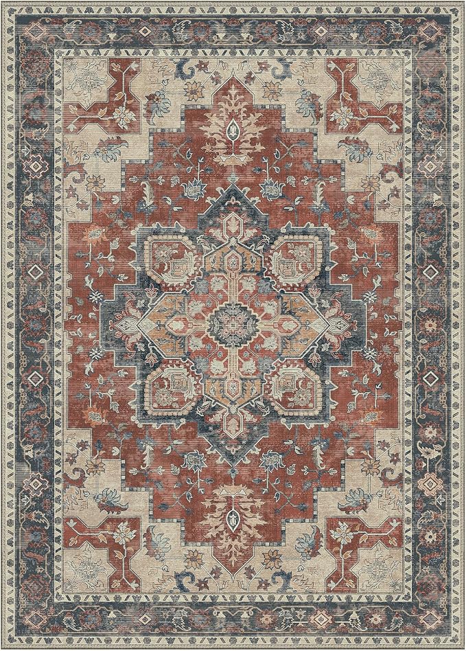 GENIMO 10x14 Area Rugs for Living Room, Machine Washable Non Slip Vintage Rugs - Image 7