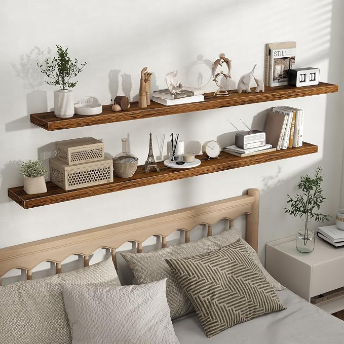 Fun Memories Floating Shelves for Wall, Rustic Wood Wall Mounted Shelves for - Image 5