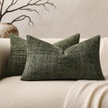 ZeeMart Fine-Textured Lumbar Throw Pillow Covers Set of 2, 12x20 Inch Olive by ZEEMARTONLINE