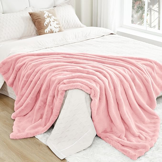 Touchat Luxury Faux Rabbit Fur Throw Blanket - Image 7